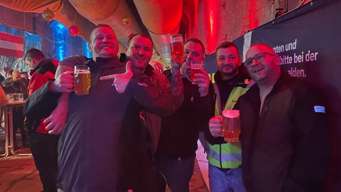 Tunnelbauer feiern am 4. Dezember auf der Baustelle des neuen Pumpspeicherkraftwerks in Forbach die heilige Barbara.