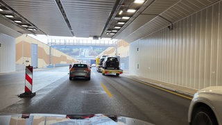 Im neuen Lärmschutztunnel der A8 bei Pforzheim