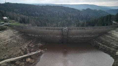 Schwarzenbachtalsperre Forbach fast ohne Wasser