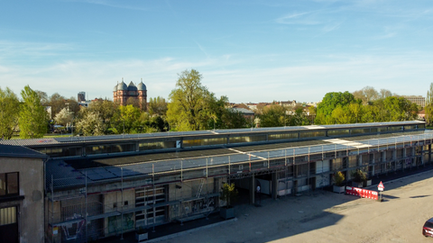 Die neue Skatehalle in Karlsruhe von außen
