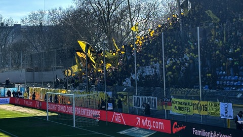 Fans von Alemannia Aachen im Mannheimer Carl-Benz-Stadion