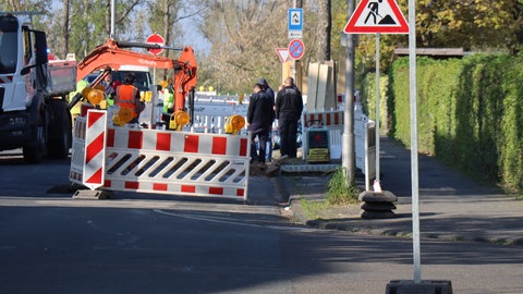 Baustelle um Fundort einer Weltkriegsbombe in Mannheim