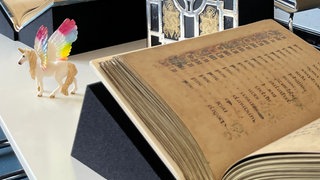 Einhorn heute - neben einer alten Handschrift