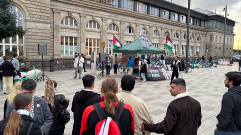 Teilnehmerinnen und Teilnehmer einer Pro-Palästina-Demo am Donnerstag in Mannheim