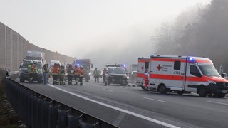 Einsatz nach Unfall auf der A6 bei Dielheim