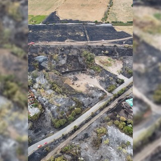 Flächenbrand in Mannheim von oben