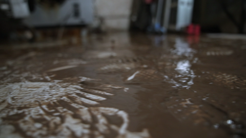 Die Schäden des Hochwassers eines Hauses in Schorndorf