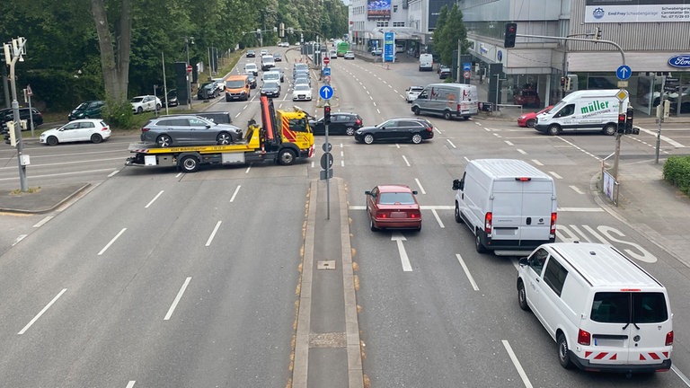 Die Kreuzung Cannstatter StraßeHeilmannstraße in Stuttgart-Ost. Hier sind 2024 zwölf Verkehrsunfälle passiert.