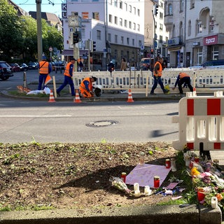 Arbeiter der SSB am Stuttgarter Olgaeck