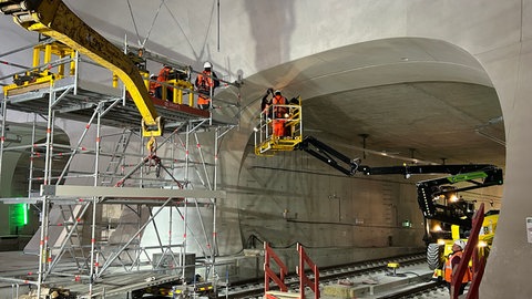 Bauarbeiter im Tiefbahnhof von Stuttgart 21