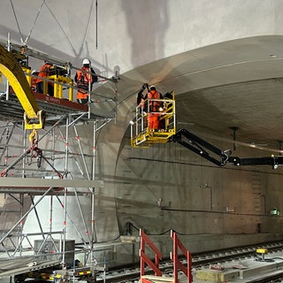 Bauarbeiter im Tiefbahnhof von Stuttgart 21