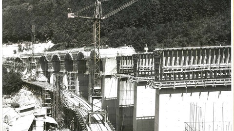 Baustelle der Albaufstiegstraße, 1957 fertiggestellt