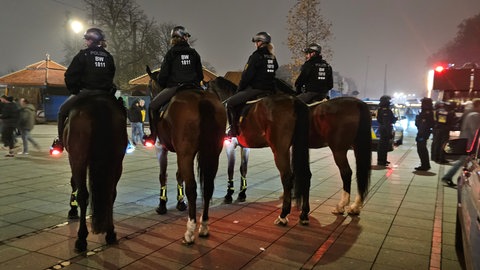 Nach einigen Ausschreitungen beim Europa League Spiel zwischen Stuttgart und Rotterdam waren danach viele Polizisten auf dem Schlossplatz.