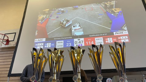 Um diese Pokale wurde gerungen - die Matches wurden vor Ort auch immer groß übertragen.