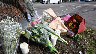Blumen lagen nach dem Raserunfall von Ludwigsburg am Fuß des Baums, der das Auto der beiden Opfer stoppte. Am Jahrestag findet dort eine Mahnwache statt - der Baum wurde mittlerweile gefällt, dafür wurde zum Andenken ein neuer gepflanzt. (Archivbild)