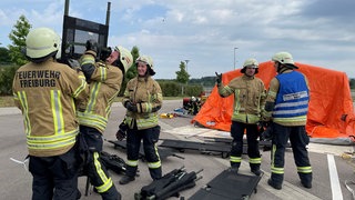 Bei der Katastrophenschutzübung wird das Material getestet.