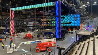 Die St. Jakobshalle in Basel vier Wochen vor dem ESC