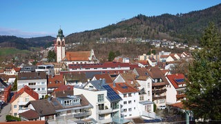 Blick auf über die Dächer Innenstadt von Waldkirch