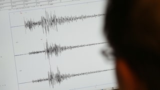 Ausschläge auf Seismographen werden auf einem Monitor angezeigt