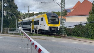 Die Ammertalbahn fährt durch Tübingen. 