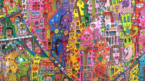 Kunstwerk von James Rizzi. Am Wochenende beginnt die große Jubileumsausstellung von James Rizzi in Tübingen.
