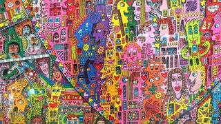 Kunstwerk von James Rizzi. Am Wochenende beginnt die große Jubileumsausstellung von James Rizzi in Tübingen.