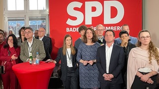 Landtagswahl 2026. Entsetzte Gesichter bei der SPD Wahlkampfparty mit Dorothea Kliche-Behnke.