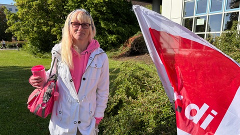 Stefanie Schön der Uniklinik Tübingen beim ver.di-Warnstreik.