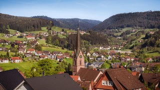 Baiersbronn im Kreis Freudenstadt von oben. Dort hat der Traditionsbetrieb Frischfaser Karton Insolvenz angemeldet.