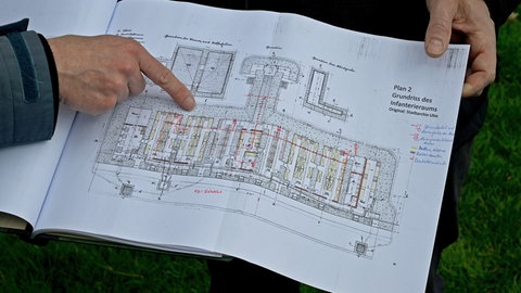 Ein Lageplan des Infanteriestützpunkts Spitzäcker bei Ulm. 