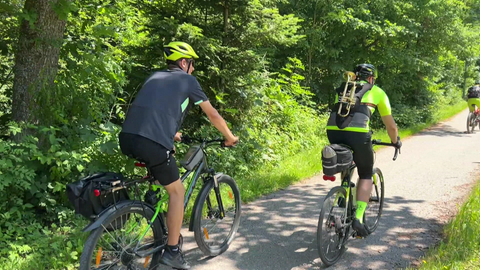 Zehn Tage lang wird Thomas Hasenmaier für Cycling Trumpet unterwegs sein. Immer mit dabei: seine Trompete. Die will er am Ende dann auch beim Landesposaunentag in Ulm spielen.