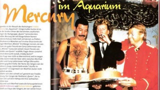 Freddie Mercury, Frontsänger der Band Queen feierte kurz nach seinem 39 Geburtstag im Aquarium. Er bekommt von den Betreibern des Kultlokals eine Torte in Form einer Gitarre überreicht.