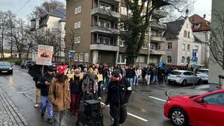 Rund 70 Schülerinnen und Schüler zogen am Freitag beim "Schulstreik gegen Wehrpflicht" durch Ulm. Über 100 Städte und Gemeinden in ganz Deutschland waren beteiligt.