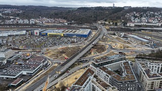 Die Baustelle auf der B10 in Ulm