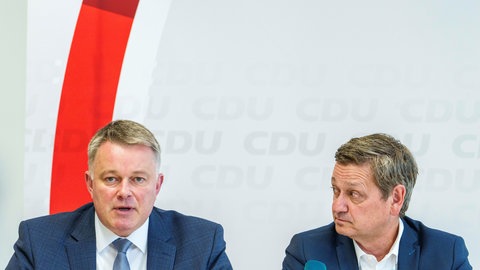 Christian Baldauf (rechts) schlägt CDU-Fraktionschef Gordon Schnieder (links) als neuen CDU-Chef von Rheinland-Pfalz vor.