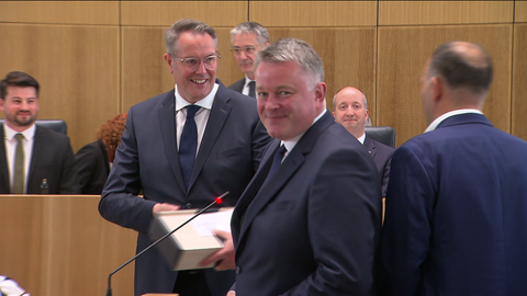 Bei den Menschen in Rheinland-Pfalz noch nicht so bekannt: Alexander Schweitzer (l.) und Gordon Schnieder.