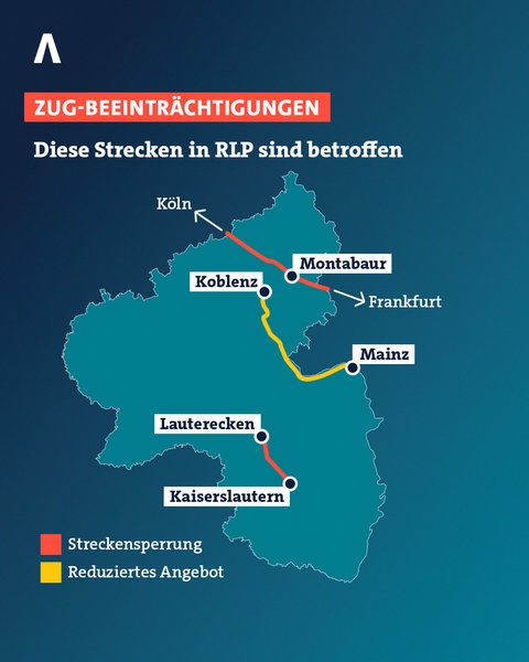 Diese Zugstrecken in RLP sind von Einschränkungen betroffen.