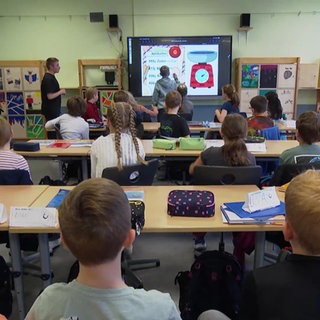 SchülerInnen und Lehrer im Klassenzimmer der Realschule Marienberg Boppard