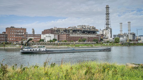 Das Stammwerk des Chemiekonzerns BASF vom Rhein aus gesehen.
