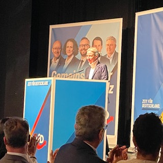 Die Kanzlerkandidatin der AfD, Alice Weidel, bei der Wahlkampfveranstaltung in Kusel.