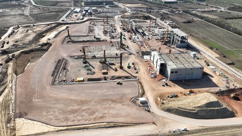 Drohnenflug über die Baustelle von Eli Lilly in Alzey