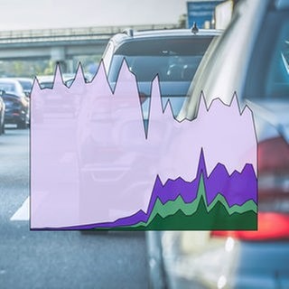 Autos auf der Autobahn A3 bei Montabaur, Rheinland-Pfalz