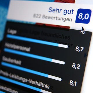 Die Seite eines Reiseportals mit einer Hotelbewertung in verschiedenen Kategorien. Nicht immer sind diese korrekt und basieren auf tatsächlichen Erlebnissen (Symbolbild).