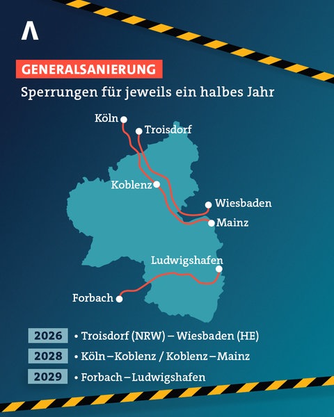 Grafik: Diese Bahn-Strecken in RLP sollen in den kommenden Jahren modernisiert werden
