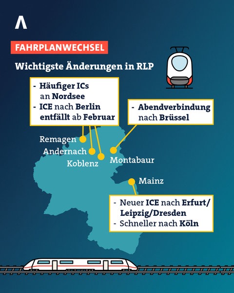 Fahrplanwechsel bei der Deutschen Bahn: Die wichtigsten Änderungen in RLP auf einen Blick