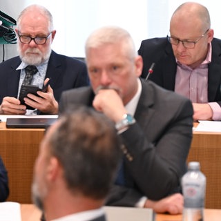 Mitglieder der AfD-Fraktion im rheinland-pfälzischen Landtag. Die AfD wehrt sich vor dem Verfassungsgerichtshof Rheinland-Pfalz dagegen, dass Mitarbeiter der Fraktionen auf ihre Verfassungstreue durchleuchtet werden sollen. 
