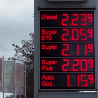 Dargestellt sind die Spritpreise einer Tankstelle