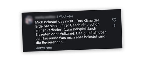 Kommentar unter einem Beitrag von SWR Aktuell auf Instagram mit der Behauptung, dass das Wetter so oft schwankt, dass es kein Klimawandel sei.