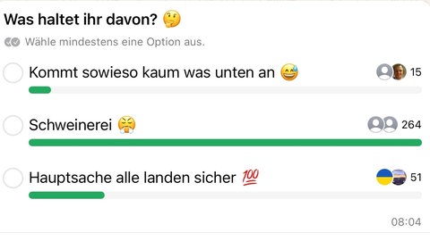 Das SWR Studio in Kaiserslautern wollte in seinem WhatsApp-Kanal wissen, was die Menschen vom Kerosin-Ablass im Westen der Pfalz halten. 