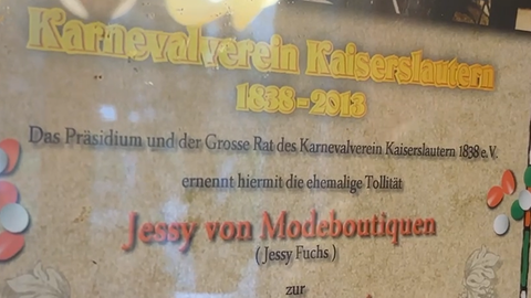 Jessy Fuchs, Urkunde vom Karnevalverein Kaiserslautern